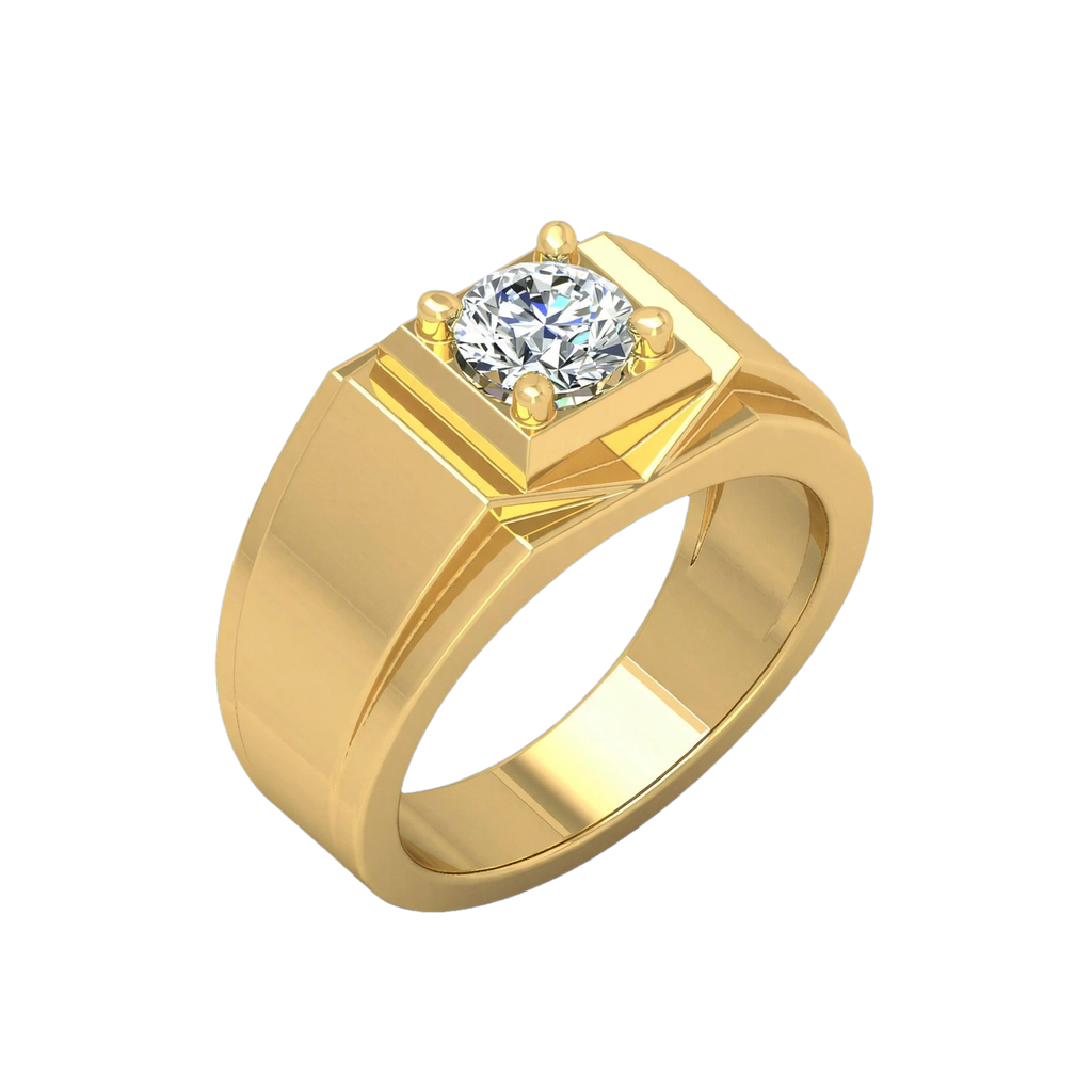 Yellow gold diamond square-top ring