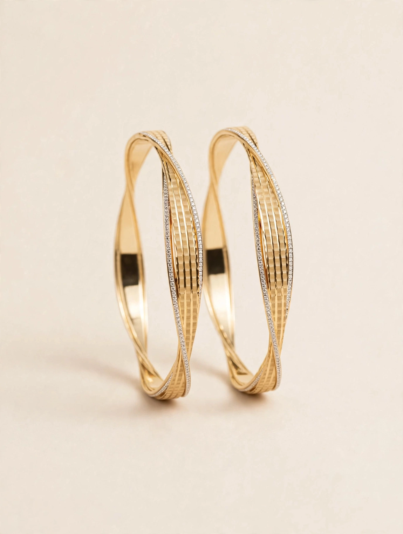 Diamond twisted bangles